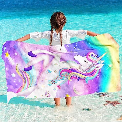 Unicorn Beach Towel for Girls 30 x 60