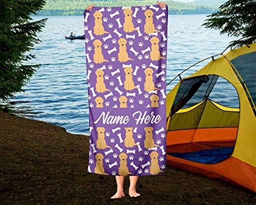 Personalized Corner Goldendoodle Pattern Beach and Bath Towels