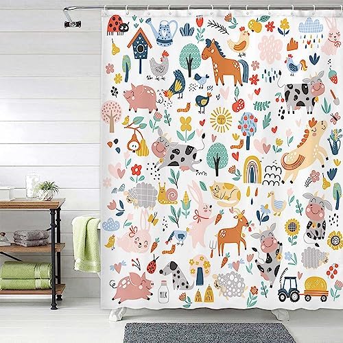 Boho Rustic Animal Shower Curtain Set for Kids